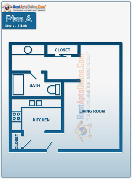 This image is the visual schematic representation of Floor Plan A in Huntington Creek Apartments.