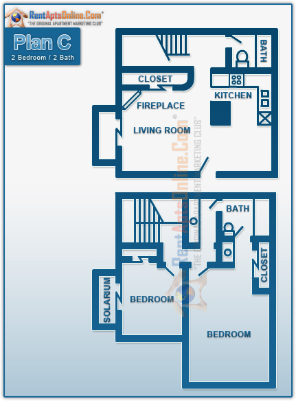 This image is the visual schematic representation of Floor Plan C in Huntington Creek Apartments.
